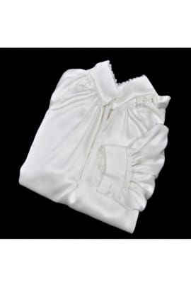 Skjorte silke, hvit med nuperelle hover